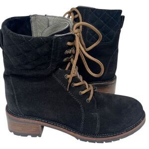 Seychelles Encounter Lace Up  Suede Boot Italy Black Tie Up‎ Size 7